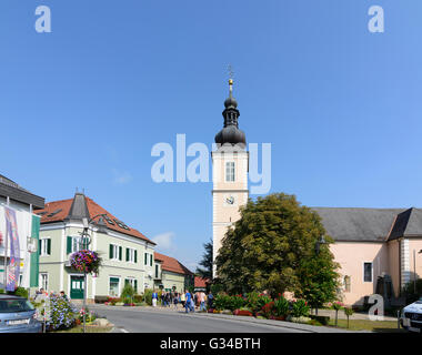 Marketplace and Catholic parish church St . Veit, Austria, Steiermark, Styria, Südwest-Steiermark, Mooskirchen Stock Photo
