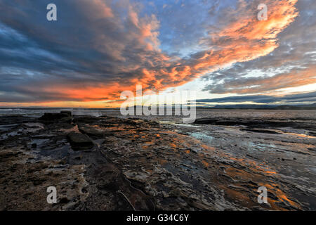 Sunset over Gerroa headland, Illawarra Coast, New South Wales, Australia Stock Photo
