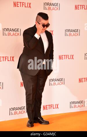 Berlin, Germany. 7th June, 2016. US-american actress and cast member Lea DeLaria attends to the Premiere of the 4th season of the Netflix serie 'ORANGE IS THE NEW BLACK' in Berlin, Germany. Credit:  dpa picture alliance/Alamy Live News Stock Photo