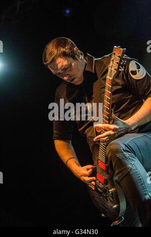 Milan, Italy. 07th June, 2016. Benjamin Burnley of the american rock band Breaking Benjamin pictured on stage as he performs live at Alcatraz. © Roberto Finizio/Pacific Press/Alamy Live News Stock Photo