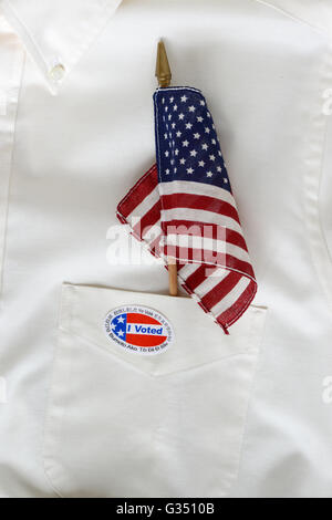 American flag in man's shirt pocket Stock Photo