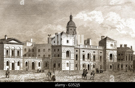 Front of Buckingham House, London, England, after an engraving of 1714 ...