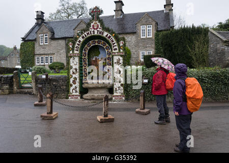 Dressing of Hands Well in Tissington Village, Derbyshire UK Stock Photo