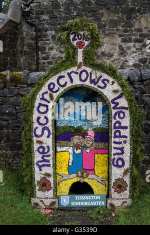 Well dressing in Tissington, Derbyshire, UK Stock Photo