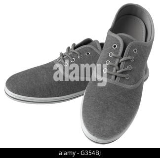 Grey sneakers isolated on white background Stock Photo