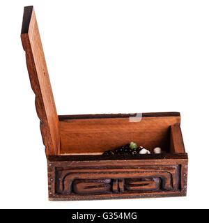 a beautiful wooden casket or box isolated over a white background Stock Photo