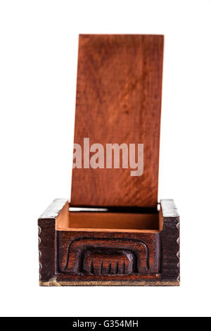 a beautiful wooden casket or box isolated over a white background Stock Photo