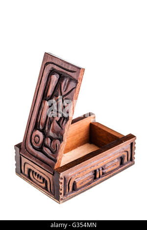 a beautiful wooden casket or box isolated over a white background Stock Photo