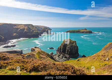 Overlooking Mullion Cove Cornwall England UK Europe Stock Photo