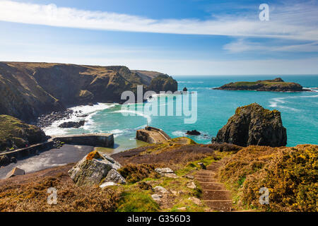 Overlooking Mullion Cove Cornwall England UK Europe Stock Photo