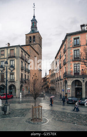 Church of San Miguel and Plaza Mayor, Segovia, Spain Stock Photo