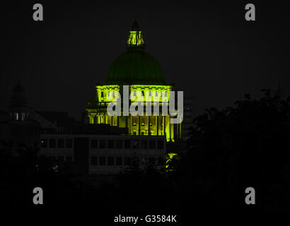 Night shot on Belfast City Hall. Colour burst effect added. Stock Photo