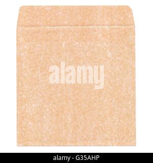 Old striped blank opened paper mailing sleeve isolated on white background Stock Photo
