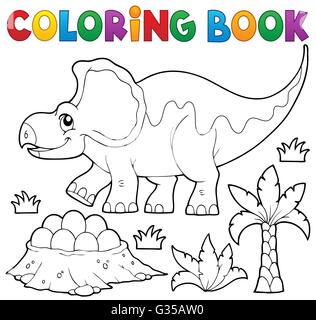 Coloring book dinosaur topic 3 - picture illustration. Stock Photo