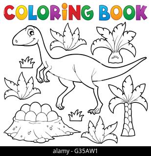 Coloring book dinosaur topic 4 - picture illustration. Stock Photo