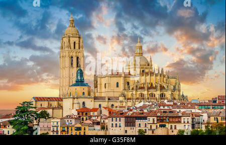 Catedral de Santa Maria de Segovia in the historic city of Segovia, Castilla y Leon, Spain Stock Photo