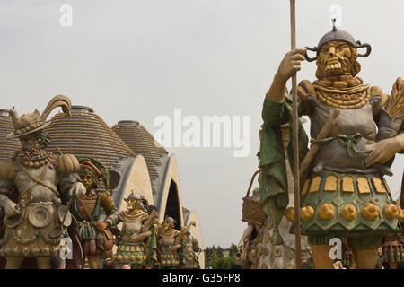 MILAN, ITALY - JUNE 29 2015: Close up view of group of food warriors statues in front of  Universal Exhibition entrance in Milan Stock Photo