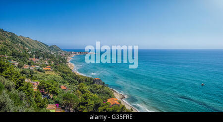 Panoramic view of beautiful coastal landscape at the Cilentan Coast, province of Salerno, Campania, southern Italy Stock Photo