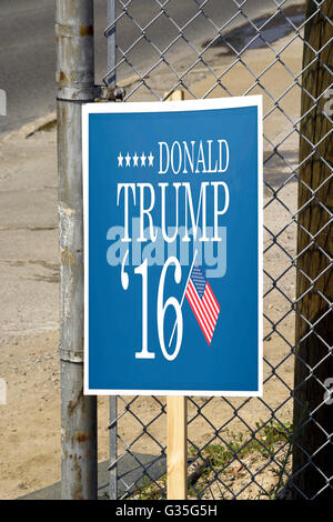 A banner in Detroit Michigan supporting Donald Trump for the 2016 President Stock Photo