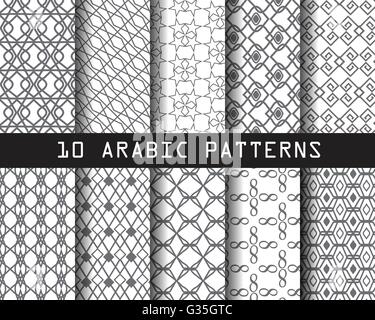 10 arabic patterns,  Pattern Swatches, vector, Endless texture can be used for wallpaper, pattern fills, web page,background,sur Stock Vector