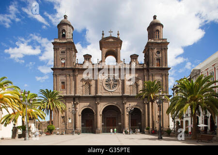 Cathedral, Plaza de Santa Ana, Vegueta quarter, Las Palmas de Gran Canaria town, Gran Canaria island, Canary archipelago, Spain, Stock Photo