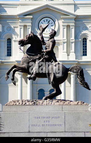 The Andrew Jackson monument  In Jackson Square New Orleans Louisiana USA Stock Photo