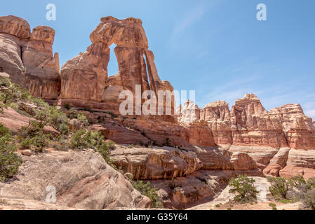 Druid Arch on the Elephant Canyon/Druid Arch Trail, in the Needles District of Canyonlands National Park, near Moab, Utah. Stock Photo