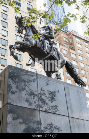 General Jose de San Martin Sculpture, Central Park, NYC Stock Photo