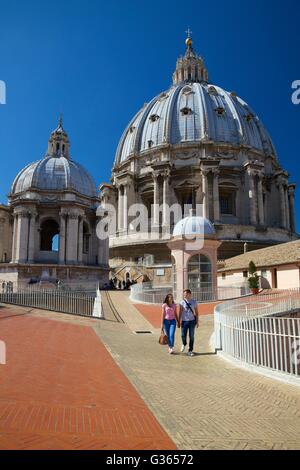 Exterior rooftop view of dome of St Peter's Cathedral, Vatican, Rome, Italy, Europe Stock Photo