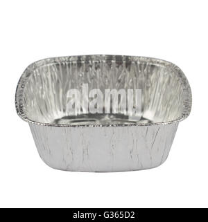 horizontal front view of an open empty aluminum meal pack isolated Stock Photo