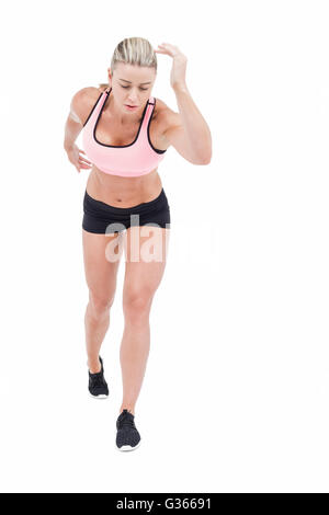 Female athlete on the start line Stock Photo