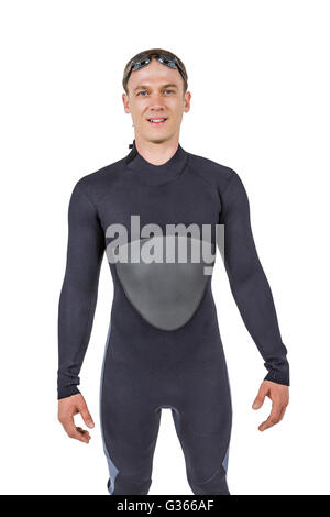 Portrait of swimmer in wetsuit