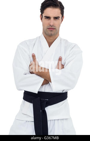 Portrait of fighter standing with arms crossed Stock Photo