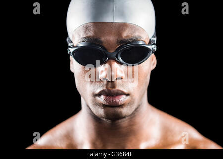 Portrait of swimmer in swimmingB goggles Stock Photo