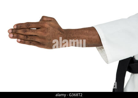 Fighter doing karate chop Stock Photo