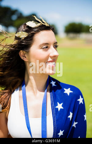 Beautiful woman wearing wreath Stock Photo