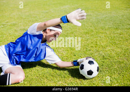 Football player practicing soccer Stock Photo