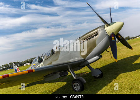 1944 Supermarine Spitfire TR 9, PV202, originally a single seater converted to twin seater. 2015 Goodwood Revival, Sussex, UK. Stock Photo