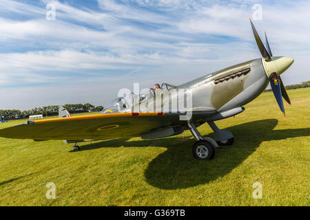 1944 Supermarine Spitfire TR 9, PV202, originally a single seater converted to twin seater. 2015 Goodwood Revival, Sussex, UK. Stock Photo