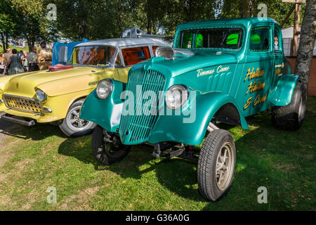 1933 Willys Coupe 'Willys Green' 460bhp Gasser in the paddock area at the 2015 Goodwood Revival, Sussex, UK. Stock Photo