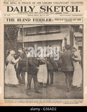 1916 Daily Sketch Blind soldiers dance with nurses Stock Photo