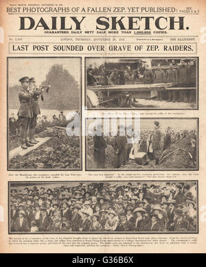1916 Daily Sketch Funeral of zeppelin crew at Great Burstead