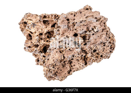 Piece of Lava stone, pumice stone, or volcanic pumice isolated over a white background Stock Photo