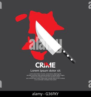 Bloody Knife Crime Concept Vector Illustration Stock Vector