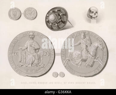 Seal with Robert the Bruce, Robert I (1274-1329) King of Scotland Stock Photo