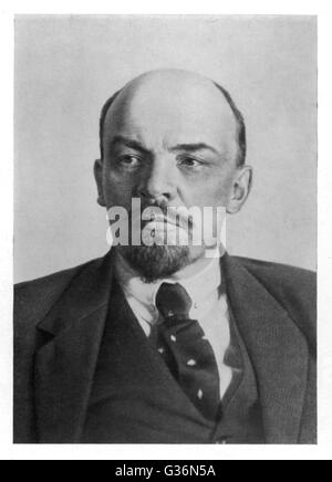 A photograph of Vladimir Ilyich Ulyanov Lenin (1870 - 1924), Russian statesman and Communist leader, circa 1920.         Date: circa 1920 Stock Photo