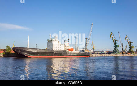 St-Petersburg, Russia - June 7, 2016: Mudyug. Port icebreaker moored in the Great Sea Canal Stock Photo