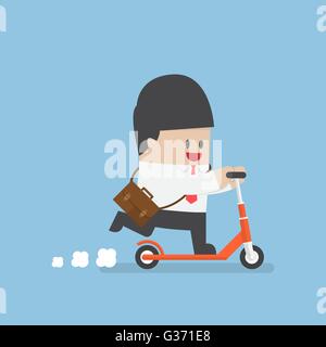 Businessman with briefcase on a kick scooter, VECTOR, EPS10 Stock Vector