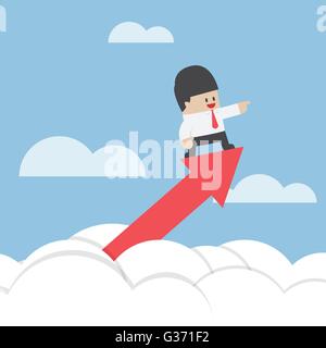 Businessman standing on a graph soaring through the clouds, VECTOR, EPS10 Stock Vector