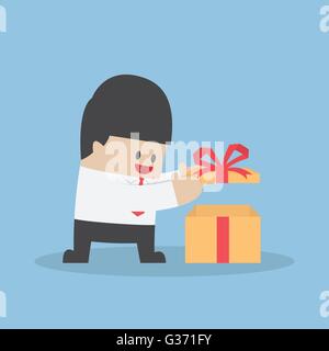 Businessman opened the gift box, VECTOR, EPS10 Stock Vector